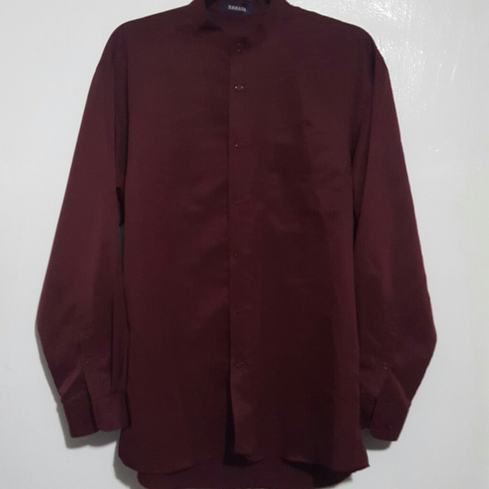 Sahara M Collarless Dress Shirt Stripe Grandad Men